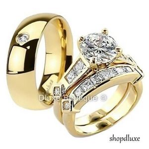 Men and womens wedding rings 14k plated Gold
